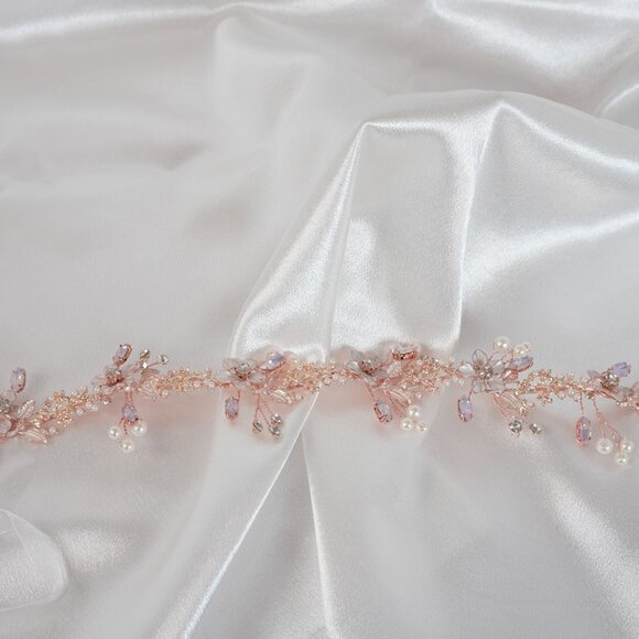 Wedding Bridal Pearl Headband, Flower Girl Pearl Hair Vine Princess main image 4